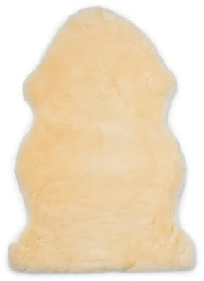 Nordic Sheep Baby Sheepskin 95x60 cm | Real Sheepskin Rug temperature regulating for strollers | Perfect as fluffy rug for the baby room | Comfortable as Chair Cover | Color: Natural Yellow