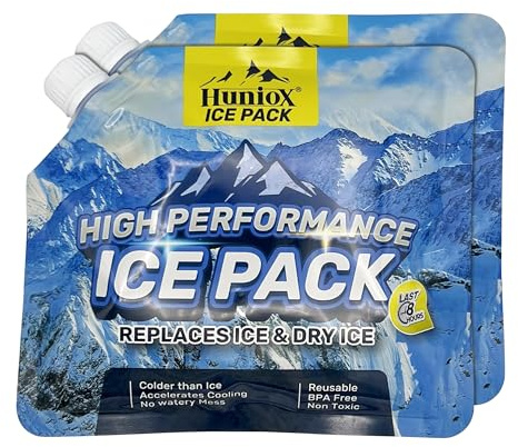 Huniox® Ice Pack - Accumulateur de Froid Longue Durée - Bloc Refrigerant pour Glaciere - Pain de Glace Mini - Pack Glace Glaciere - Pain de Glace Souple (Two, 2)