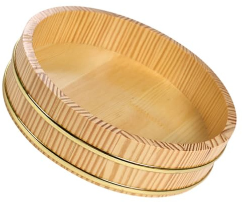 DECOMELODY Cuenco de Madera Gran Capacidad, Fácil Mantenimiento con Borde Dorado para Sushi Adecuado para Servir en Restaurantes y Mesa de Comedor