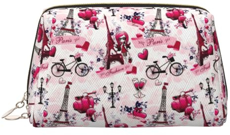 Cityscape Paris Tour Eiffel France Sac à cosmétiques en cuir PVC pour femme Grande trousse de voyage