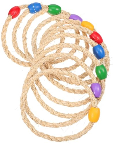 Jeu de Lancer D'anneaux en Corde de Jute et Bois 10 Pièces Garçon et Filles | Jeux de Jardin, Usage Polyvalent, Facile à Utiliser, pour Fêtes Foraines et Activités Extérieures