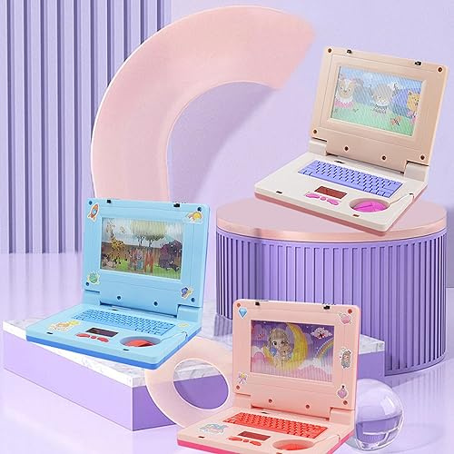 FILFEEL Juguete Portátil Educativo para Niños con Música y Luz para un Aprendizaje Divertido - Computadora de Simulación Portátil en Azul (Blue)