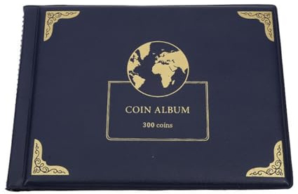 QuxetlRyz Album Coin Collection Supplies Holder Book for Collectors, 300 Bags Collector Organizer Storage Box Case Album för 20/25/27 (blå)