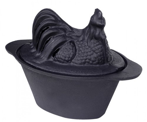 US Stove Kettle Chicken Steamer, For Use with Hot Stove, Cast Iron, Black