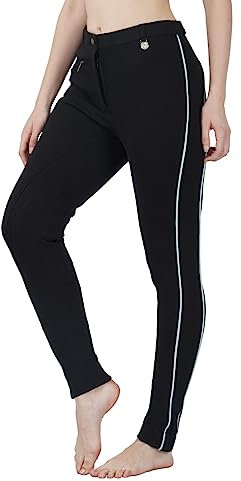 Discount Pet Accessories Damen Avon Equine Jodhpurhose, Black with Baby Blue Piping, 12_UK