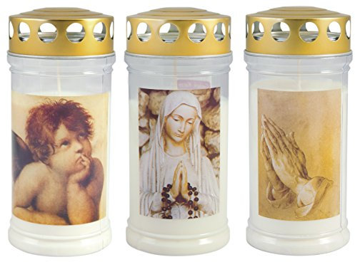 Velas para tumba – Luz para tumba – Vela conmemorativa – Juego de 3 quemadores permanentes 70 – 90 horas.