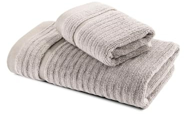 Caleffi Stripe Asciugamano con Ospite, Cotone, Naturale, Standard, 73858