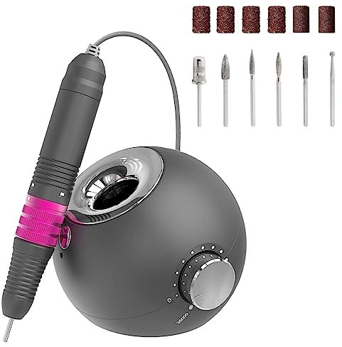 Elektrische Nagelfräser für Gelnägel , 35000 U/Min Wiederaufladbare Nagelfeile für Acrylnägel, Kallus, Nagelhaut Entfernen, Anfänger DIY, Nagelstudio, 6 in 1 Nagelpflege Maniküre Pediküre Set -Grau