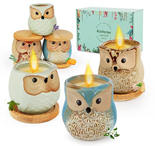 Kinforse Luxury Scented Candle Gift Set for Women - Owl Candle