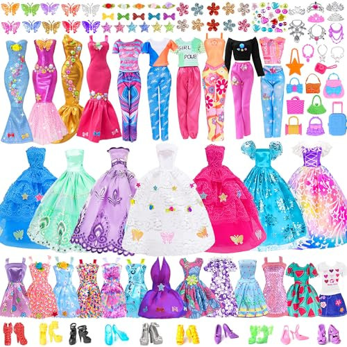 DIY 86 Packung Puppe Kleidung Zubehör Spielset einschließlich Hochzeitskleider Casual Outfits Fit für 11.5 Zoll Mädchen Puppe (Keine Puppe)