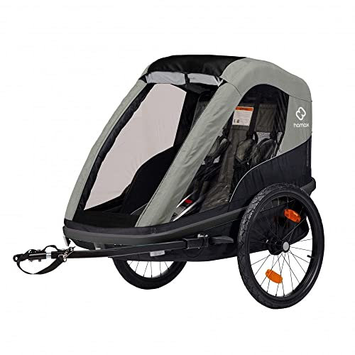 HAMAX Anhänger Breeze Twin Kinderfahrradanhänger Fahrradanhänger, olivgrün, Einzelbett