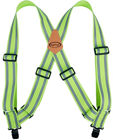 MELOTOUGH Tirantes reflectantes de seguridad | Tirantes de trabajo con tira reflectante de alta visibilidad para cinturón de herramientas, Tirantes reflectantes con clip lateral, Side Clip Suspenders
