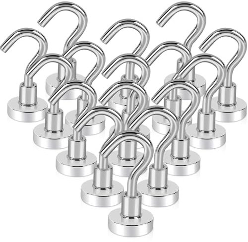 MAGXCENE Crochets Magnétiques, 16mm Crochet Aimanté, 20PCS Crochet Aimanté Puissant, Crochet Magnetique pour Cuisine Réfrigérateur Plafond Salle de Bain Serviette Garage
