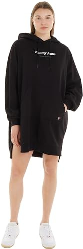 Tommy Jeans TJW Ess Logo 1+ Hoodie Dress DW0DW17413 Vestiti in Maglia, Nero (Black), M Donna