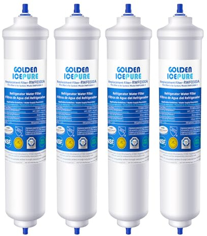 GOLDEN ICEPURE Wasserfilter Kühlschrank Kompatibel mit Samsung DA29-10105J, DA29-10105J HAFEX/EXP, DA99-02131B, WSF-100, EF9603, HAIER LG Inline-Kühlschrank,4 Stück
