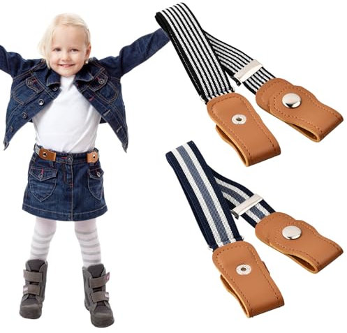 volumoon 2 Stück Kindergürtel Ohne Schnalle, Elastischer Gürtel Kinder, Verstellbare Stretchgürtel, Schnallenfreier Gürtel für Jungen Mädchen, Einstellbar Gürtels für Jeans Hosen Kleid, 36-55CM (B)