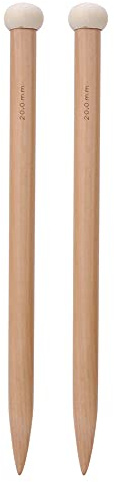 1 Paio di Ferri da Maglia in Legno, Grossi Ferri da Maglia Dritti per Mani Artritiche Enormi Ferri da Maglia per Coperte Principianti(20mm)