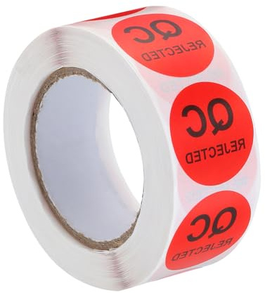 sourcing map Autocollants D'Étiquettes de Rejet de Contrôle Qualité D'Inventaire 25 mm / 1 Pouce Rouges pour Stock D'Inventaire D'Entrepôt, 1 Rouleau de 500 Pièces