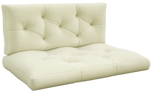 Outsunny Ensemble de 2 Coussins pour canapé Palette 2 Places Grand Confort dim. 120L x 80l x 12H cm Polyester crème