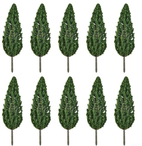 10 alberi di pino in plastica verde, 15 cm, diorama per paesaggi in miniatura della foresta, ferrovia