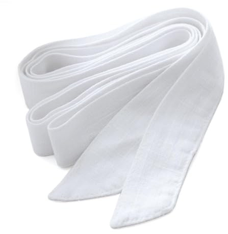 GNSN Width 1in Women Linen Cotton Sash Belt Waistband Lace Up Plain (White,1X Belt)