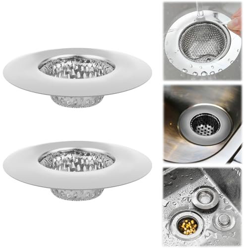 BelleVive Juego de 2 coladores de acero inoxidable para lavabo, 5,5 cm