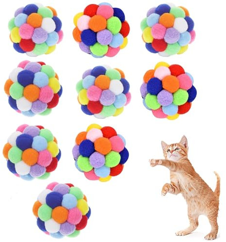 Vebetter Filzbälle für Katzen, 9 Stück Katze Spielzeug Bälle, Katzenspielzeug, Katzenbälle aus Filz, Weiche Katze Bälle, Kätzchen Pom poms Ball, Katze Spielen Spielzeug Indoor, Pompon Ball 4,5 cm.