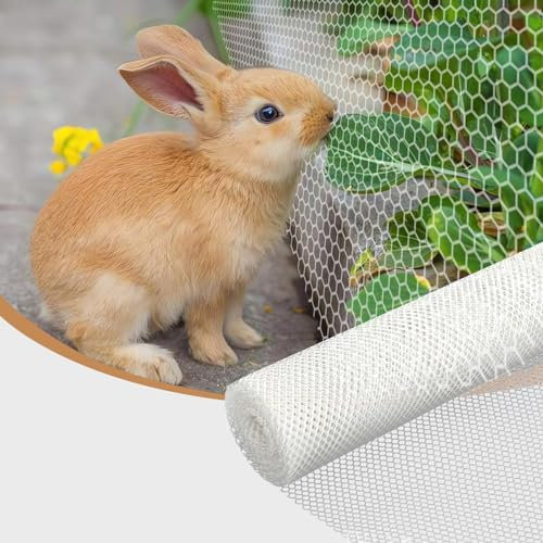 Filet de protection de gouttière en plastique HDPE 1 m x 16 m Grille de protection contre les feuilles pour gouttières et oiseaux pour arbres, poulailler, blanc, maille de 1,2 cm