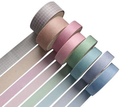 8 Washi Tape Scrapbooking - Cinta Adhesiva Decorativa de Colores en Color Sólido (CHAMPAGNE) - Cintas de Colores para Bricolaje y Decoraciones - Cinta Adhesiva Decorativa