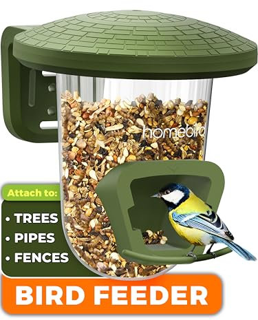 Outdoor Bird Feeders for Small Birds - No Mess Bird Seed Feeder for Fences, Walls, Trees and Balcony – PerchPod for Wild Birds - UK Designed - Perfect Present for Bird Lovers