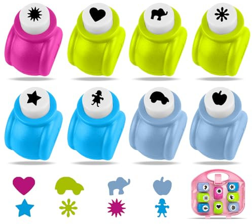 DEESOSPRO Set de 8 Troqueladores de Motivos - Set de Troqueladores de ABS y Aleación de Zinc para Manualidades DIY, Scrapbooking, Cartas de Regalo y Proyectos de Manualidades con Niños