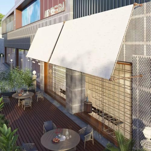 exproyzk Fixed Swing Arm Awning Awning for Door Entrance, UV & Water-Resistant Fabric and Steel Frame for Deck, Balcony, Yard(Beige,1.4x1m)
