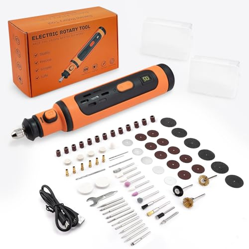 8V Cordless Rotary Tool Kit, 5-Speed rechargeable Kit, USB Charging with 79 Accessories Multi-Purpose Power Tool for engraving pen for metal, wood, glass and plastic