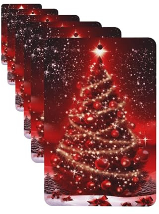 Lot de 6 désodorisants à suspendre pour voiture Motif sapin de Noël Rouge