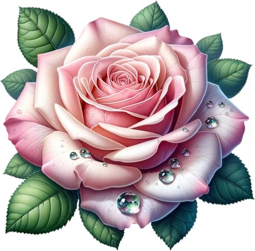 Pink Tea Rose Vinyl Decal Stickers, Cover Marks, Flower Decor, 20cm 7cm | Opaque Finish, No White Edges, Weatherproof, UK Manufactured, Floral Style, For Walls, Cars, Tiles, Toilets, Phone and Laptop