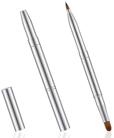 1 pincel de labios Quilax de doble extremo, retráctil, con punta y cabeza plana, pincel corrector para pintalabios, brillo de labios, sombra de ojos, herramienta de maquillaje de viaje