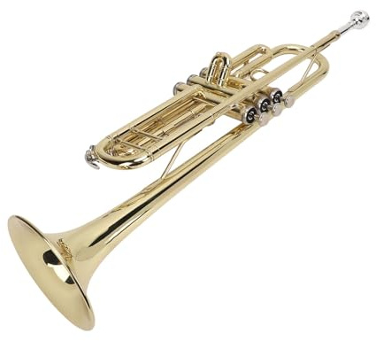 Vvikizy Integrated Design Accurate Connection Brass Trumpet with Cleaning Set for Students (Gold)