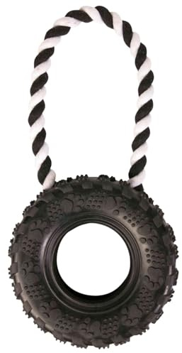 TRIXIE 33702 Reifen am Tau, Naturgummi, ø 15/31 cm