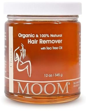 MOOM Organic Sugar Wax with Tea Tree Oil, 12 oz Jar, Hair Removal for Bikini, Brazilian, Face & Legs - Soft Wax for Sensitive Skin, Wax Beads Alternative For Women & Men (Strips & Sticks NOT Included)