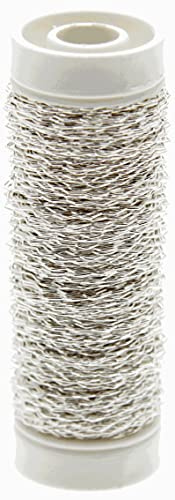 Corsage Creations Silver Bullion Wire | Florist Wire | Strong & Malleable Craft Wire for Corsages, Floral Arrangements, and DIY Projects | Decorative Silver Finish | Easy to Use Reel (0.3mm x 25g)