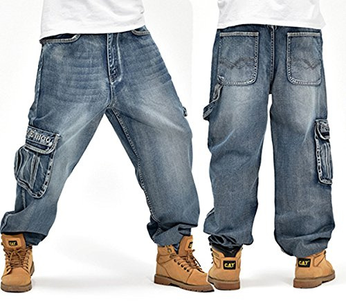 MOMOALA Alamor Loose Plus Tamaño 30-46 Hip-Hop Hombres Moda Jeans De Gran Tamaño Pop Skate Pantalones-46