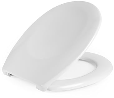 Beldray LA030252 Soft Close Toilet Seat - Simple Fixing, D-Shaped Oval Toilet Seat, Sturdy Zinc Alloy Hinges, Durable, Strong Duroplast, No Tool Fitting, White,38.5 x 5.2 x 46.1 cm