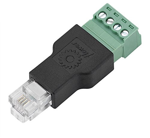 ASHATA Connecteur Ethernet RJ11, Adaptateur de Borne à vis RJ11 6P4C mâle à 4 Broches