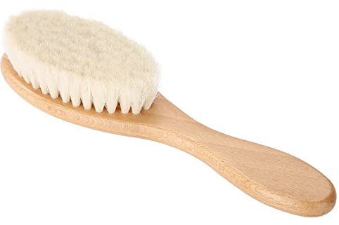 Qkiss Spazzola da Uomo per Capelli e Barba, Realizzata in Lana di Montagna Naturale, Morbida e Confortevole Pennello per Olio Retrò, Strumento per la Pulizia