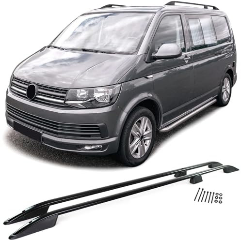 Alu Dachreling Schwarz zum Nachrüsten für VW Bus T6 T6.1 ab 2015 kurzer Radstand