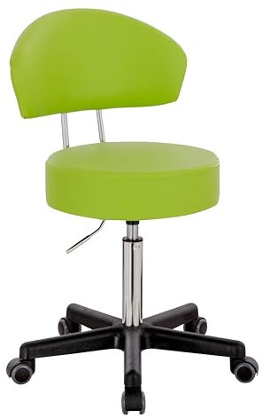 1stuff® Profi Rollhocker XL mit Rückenlehne - große Sitzfläche - Sitzhöhe verstellbar bis ca. 70 cm - Arbeitshocker Studiohocker Drehhocker Küchenhocker Kosmetikhocker Bürostuhl - hellgrün