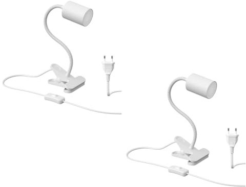 ledscom.de 2x klämlampa WAIKA med svanhals och strömbrytare vit matt, inkl. GU10 LED-lampa (varmvit, 4.914W, 450lm, 100°)