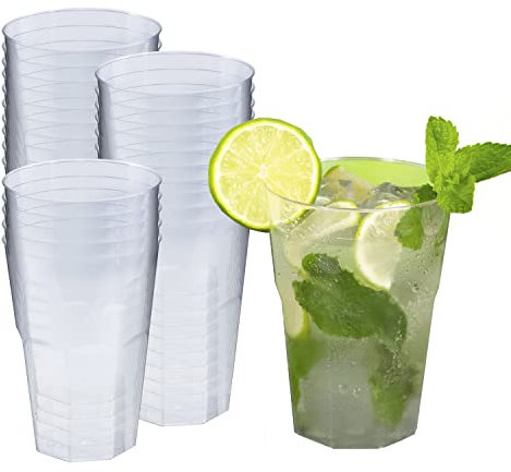 Silverkitchen 25x Cocktailbecher 200ml - Wiederverwendbare Partybecher Cocktail Becher aus Hartplastik Mehrwegtrinkbecher Made In Germany, Glasklar