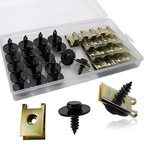 VooGenzek 40 Piezas Juegos de Tuercas de Clip Tornillo, Clip de Sujeción Tipo U, Tornillos Fijos Para Guardabarros de Carrocería de Automóvil, para La Placa de Decoración Interior Del Vehículo