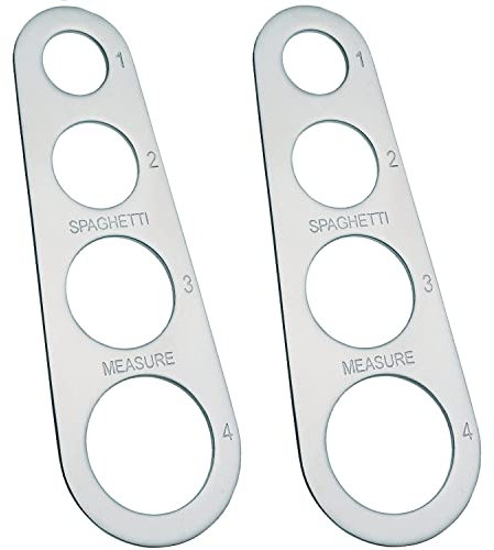 2 herramientas de medición de espaguetis de acero inoxidable con 4 agujeros para medir pasta, dispositivos de control de porciones, accesorios de cocina (2 piezas)